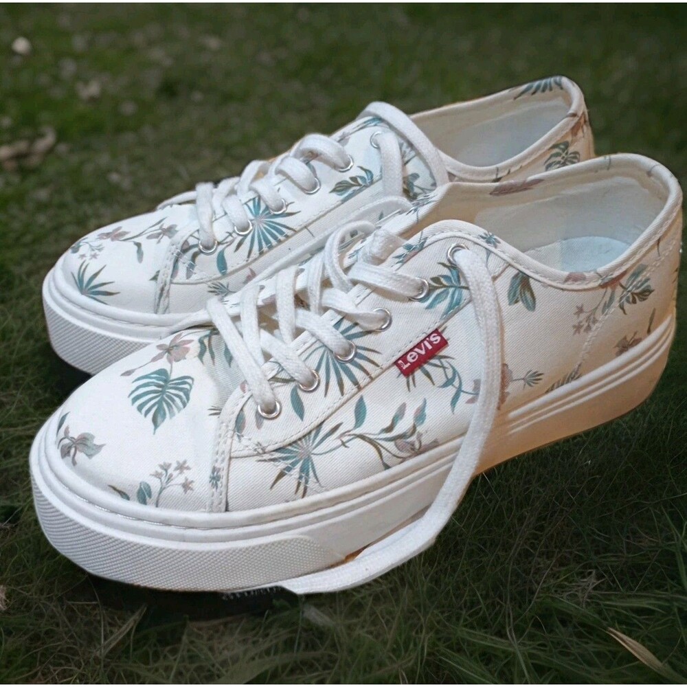 Levis‎ Strauss Dakota Floral Low Platform Canvas Sneakers Women Shoes Size 8.5